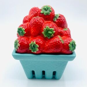 Homeworx By Harry Slatkin Ceramic Strawberry Basket Candle Holder/Lidded Jar